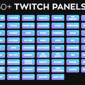 Blue Purple Twitch Panels | Custom Twitch PNG Panels Set Bundle | Twitch Panel Package Ready to Use