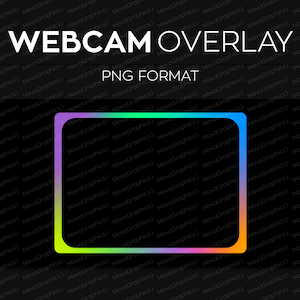Rainbow Gradient Square Webcam Frame Overlay, Webcam Border, Premade Twitch Streamlabs OBS Facecam Overlay