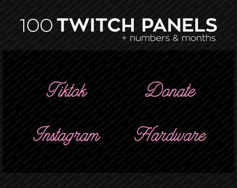 Pink Twitch Panels, Premade Twitch PNG Panels Set Bundle, Twitch Profile Panel Package