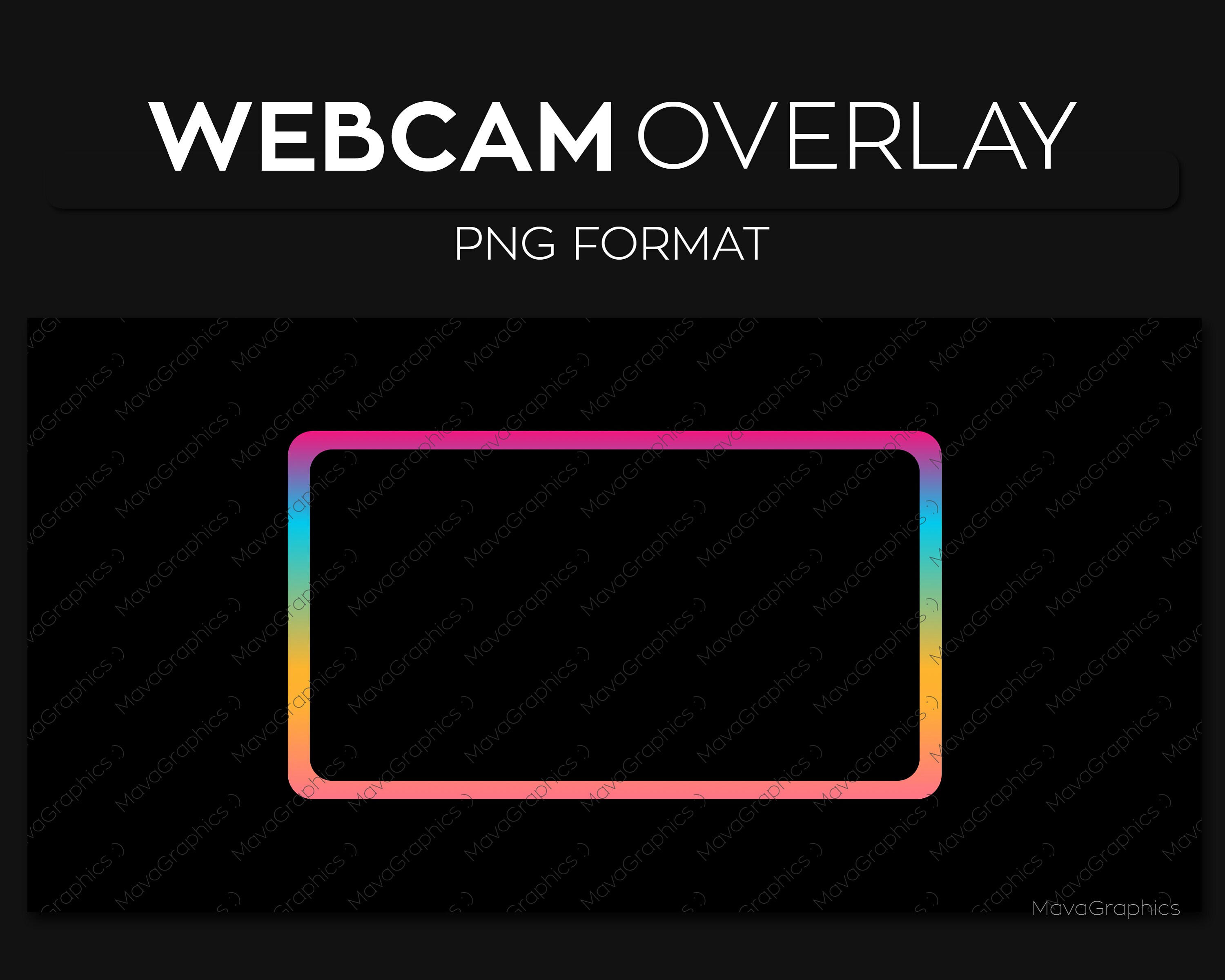 Multicolored Webcam Frame Overlay, Webcam Border, Premade Twitch Streamlabs OBS Facecam Overlay
