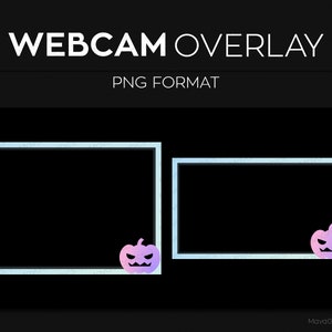 Blue Purple Halloween Pumpkin Webcam Frame Overlay, Webcam Border, Premade Twitch Streamlabs OBS Facecam Overlay