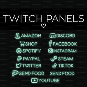 Green Neon Twitch Panels Streaming - Custom