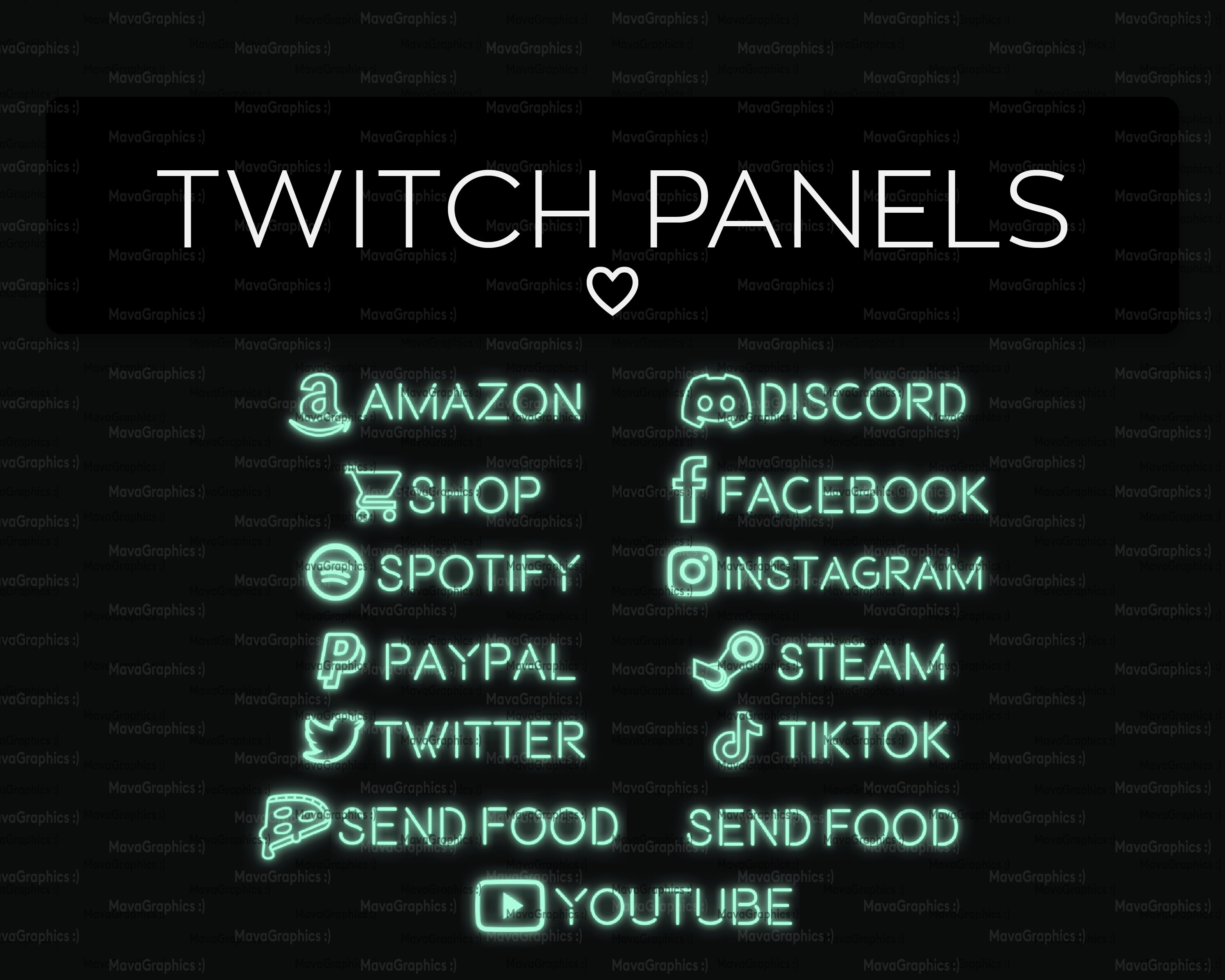 Green Neon Twitch Panels Streaming - Personalizado - Etsy España