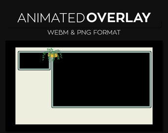 Simple Animated Plant Twitch Overlay for Live Streaming | Light Green Overlay for OBS Streamlabs with Swinging Plant Animation