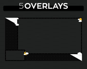 Day and Night Twitch Streaming Overlay | Custom Black and White Twitch PNG Overlay Set Bundle | OBS and Streamlabs Moon and Sun Overlay