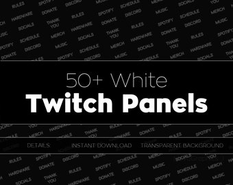 White Neon Twitch Panels with NO Icons for Streaming | Premade Twitch PNG Panels Set Bundle | Twitch Panel Package