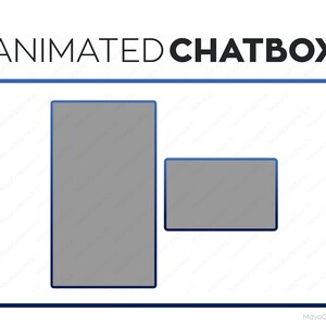 Peut inclure: Une illustration simple d'une boîte de dialogue animée. La boîte de dialogue est un rectangle bleu aux coins arrondis. À l'intérieur de la boîte de dialogue se trouvent deux rectangles gris, l'un plus grand que l'autre, représentant les bulles de dialogue.
