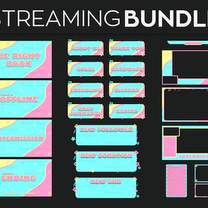 Retro Twitch Streaming Overlay | Custom Twitch PNG Overlay Set Bundle | OBS Streamlabs Pastel Retro Overlay