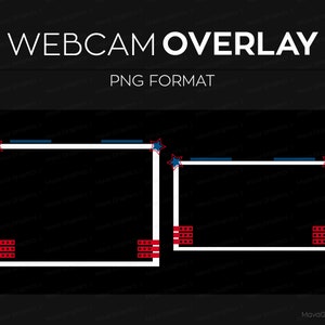 Red White and Blue Webcam Frame for Streaming, 4th of July Theme Webcam Border, Twitch Streamlabs OBS Webcam Overlay