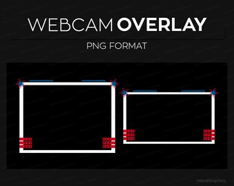 Red White and Blue Webcam Frame for Streaming, 4th of July Theme Webcam Border, Twitch Streamlabs OBS Webcam Overlay