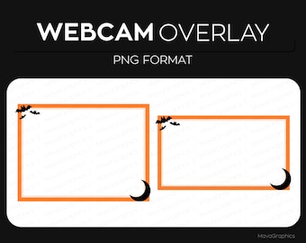 Classic Halloween Orange Black Moon Webcam Frame Overlay, Webcam Border, Premade Twitch Streamlabs OBS Facecam Overlay