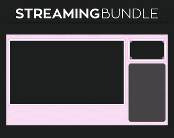 ライブストリーミング用のアニメーション化されたピンクの足跡オーバーレイ | 既製の Twitch オーバーレイ バンドル | OBS Streamlabs 用のオーバーレイ パッケージ