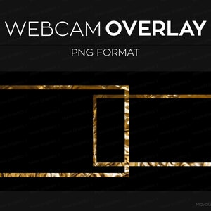 Marco de cámara web de oro para streaming, borde elegante de la cámara web, Twitch Streamlabs OBS Webcam Overlay