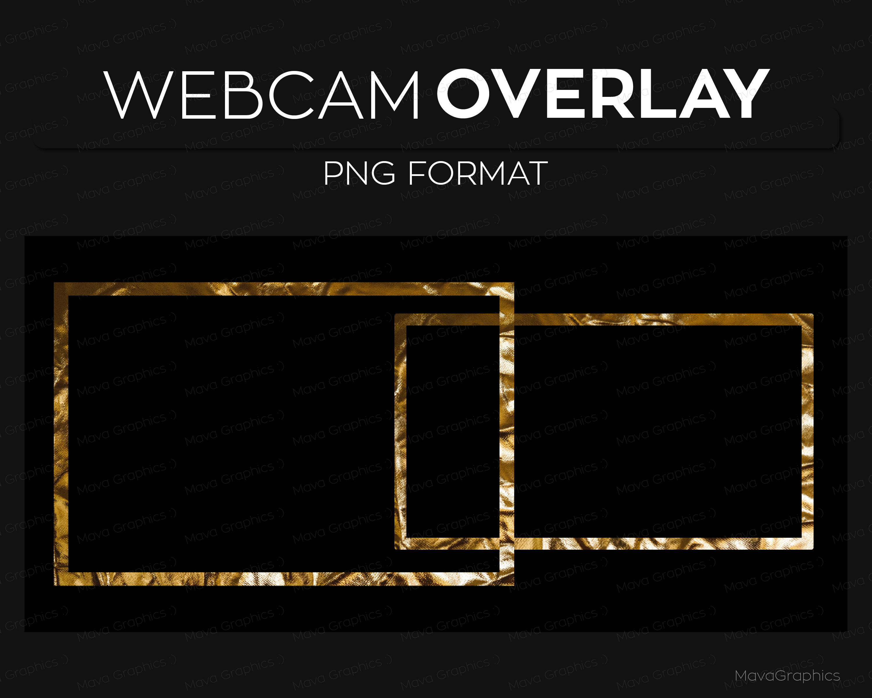 Gold cam Frame For Streaming, Elegant cam Border, Twitch