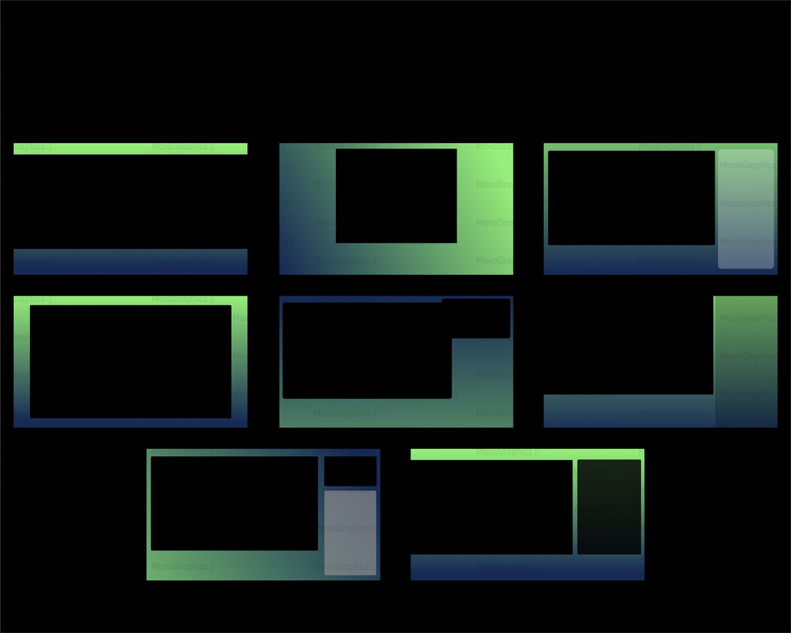 Green and Blue Twitch Streaming Overlay | Premade Twitch PNG Overlay ...