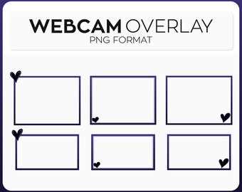 Dark Purple and Black Hearts Webcam Frame Overlay, Webcam Border, Premade Twitch Streamlabs OBS Facecam Overlay