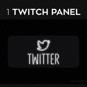 White Neon Twitter Twitch Panel | Premade Twitch PNG Panel