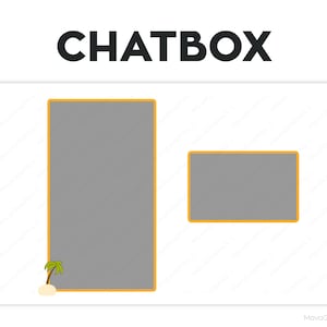 Peut inclure: Une interface de boîte de dialogue avec deux boîtes rectangulaires grises avec des bordures orange. La boîte du haut est plus grande que la boîte du bas. Une petite icône de palmier se trouve dans le coin inférieur gauche de la boîte la plus grande.