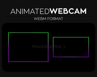 Green and Purple Gradient Webcam Frame for Streaming, Webcam Border, Twitch Streamlabs OBS Webcam Overlay