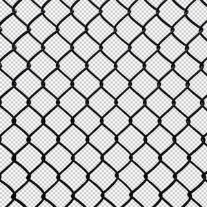 May include: A black chain-link fence featuring a repeating diamond-shaped pattern. The metal wire is woven into a consistent grid structure, creating uniform open spaces throughout the entire surface of the fencing material.