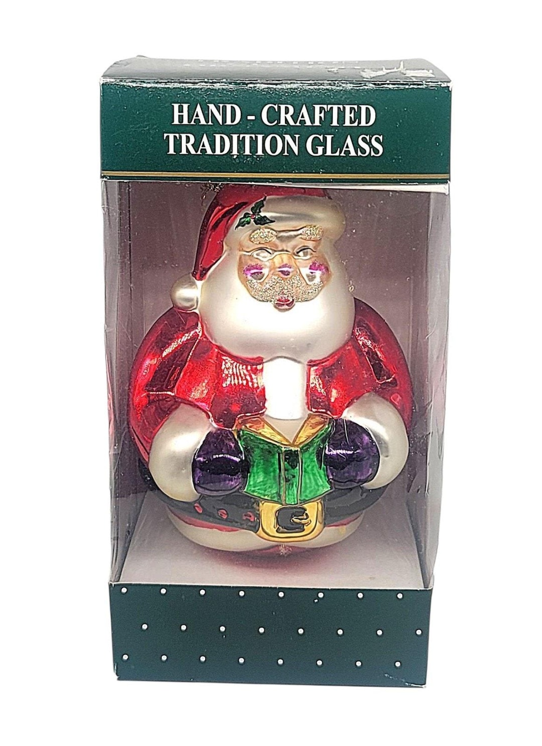 Vintage Hand Crafted Traditional Glass Santa Claus Christmas Ornament ...