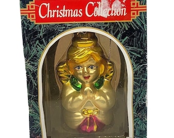 Beautiful Vintage Christmas Collection Blown Glass Angel Ornament