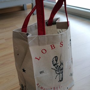 Sac cadeau avec poignée et base verticale, petit sac en coton, motifs marins