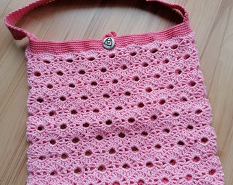 Crochet bag, crochet shopper, mesh bag, shoulder bag, shoulder strap, cotton, pink/pink