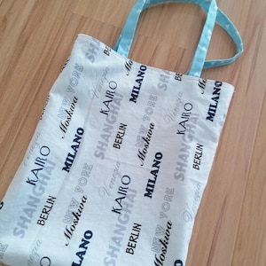 Sac cadeau, petit sac en coton, sac réversible, noms de villes