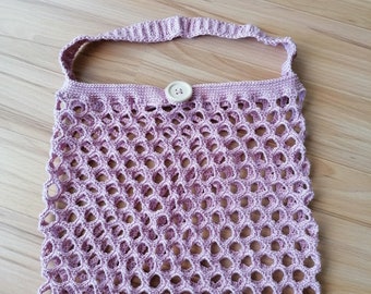 Crochet bag, market bag, shopper, mesh bag, shoulder strap, crocheted, dusky pink