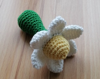 Baby rattle, grasping toy, daisy, flower