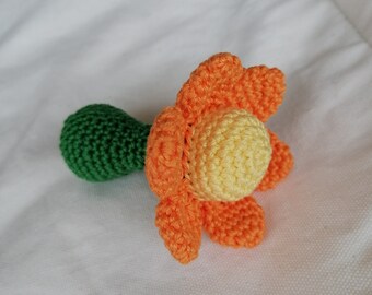 Baby rattle, teething toy, orange blossom, flower, rattle flower