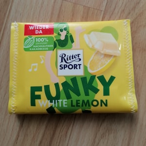 Schokopapier Börse, Minibörse, FUNKY White Lemon, upcycling, Kartenetui, Geldbeutel