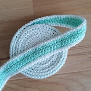 crocheted snail ribbon in turquoise/white approx. 2 x 180 cm, barrier tape, play ribbon, Waldorf style,