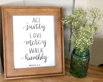 Micah 6:8 Printable Bible Verse Art Print 8x10 Digital Wall Art Gift - Etsy