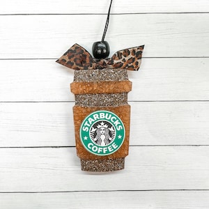 Leopard Starbucks Latte Cup Freshie, Fall Freshie, Glitter Freshie, Winter Freshie