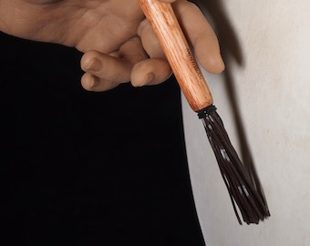 LEFT HANDED Hardwood (White Oak) and  Nylon Brush Bodhrán Tipper with ergonomic grip - B128