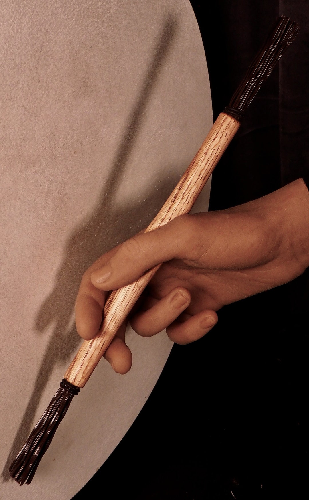 Hardwood and Nylon Brush Bodhrán 12.75 Tipper With Ergonomic Grip B127