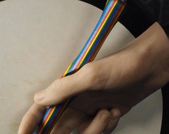 Hardwood (spectraply) and Nylon Brush Bodhrán 11.5" Tipper with ergonomic grip - B179