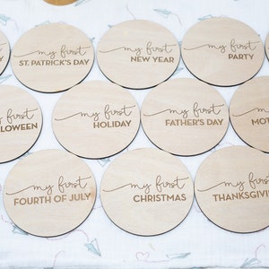 Les premières plaques de Noël de bébé | Premiers disques de vacances pour bébés | Accessoires photo pour baby |  Cadeau de Noël nouveau-né Les premières vacances de bébé