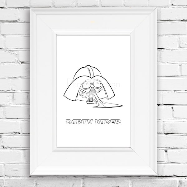 Star Wars colouring page - Star Wars Art - Baby Darth Vader Star Wars Print - Darth Vader Printable - Wall Art Instant Download 8x10