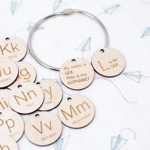 Personalizado Alphabet Tokens / Mayúsculas / Minúsculas / Montessori Homeschool Preescolar Kindergarten / Juego Educativo / Alfabeto de madera