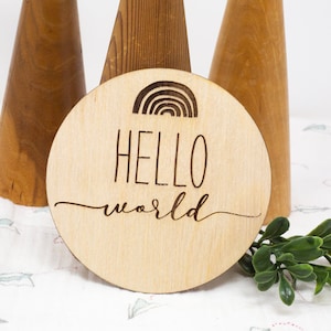 Plaques d’annonce de bébé | Marqueur de statistiques de naissance de bébé | Plaques en bois de garçon de chéri | Introduction de bébé | Bonjour Mon nom est disque d’annonce