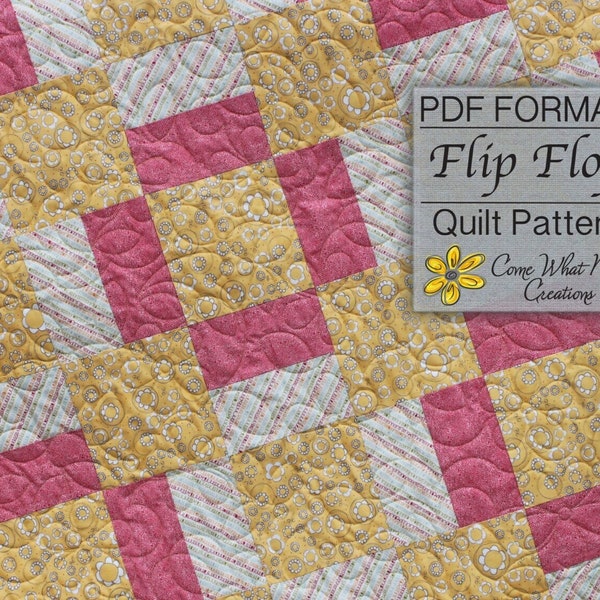 Baby Quilt Pattern, Digital Quilt Pattern, Flip Flop Baby Quilt Pattern, Square Baby Quilt Pattern, Beginner Quilt Pattern, Easy Pattern