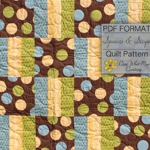 Baby Quilt Pattern, Fat Quarter Pattern, Rail Fence Quilt Pattern, Beginner Quilt Pattern, Easy Quilt Pattern, Basic Quilt, Squares & Strips