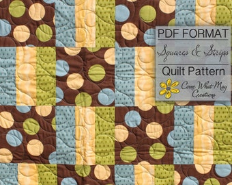 Baby Quilt Pattern, Fat Quarter Pattern, Rail Fence Quilt Pattern, Beginner Quilt Pattern, Easy Quilt Pattern, Basic Quilt, Squares & Strips