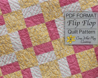 Baby Quilt Pattern, Digital Quilt Pattern, Flip Flop Baby Quilt Pattern, Square Baby Quilt Pattern, Beginner Quilt Pattern, Easy Pattern