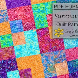 Baby Quilt Pattern, Layer Cake Quilt Pattern, Surrounded Baby Quilt Pattern, Lap Quilt Pattern, Beginner Quilt Pattern, Easy Quilt Pattern