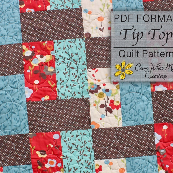 Baby Quilt Pattern, Fat Quarter Quilt Pattern, Tip Top, Lap Quilt Pattern, Beginner Quilt Pattern, Easy Quilt Pattern, PDF Pattern, Basic