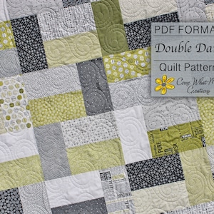 Lap Quilt Pattern, PDF Quilt Pattern, Layer Cake Quilt Pattern, Double Dare, Easy Quilt Pattern, Baby Quilt Pattern, Beginner Quilt Pattern